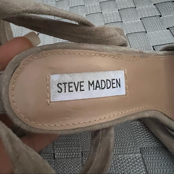 Steve Madden Christey Taupe Suede Leather Lace-Up Heels - Picture 15 of 15